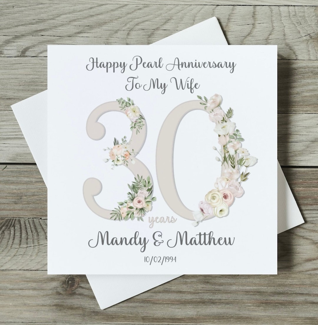 Pearl 30th Wedding Anniversary Card Wife / Husband Greeting Card ...