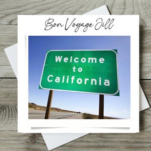 Personalised Moving Abroad Card, Bon Voyage, New Adventures, Emigrating, California