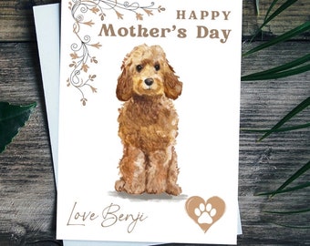 Personalised Mother’s Day Card Cockapoo Dog, Greetings Card For Dog Mum