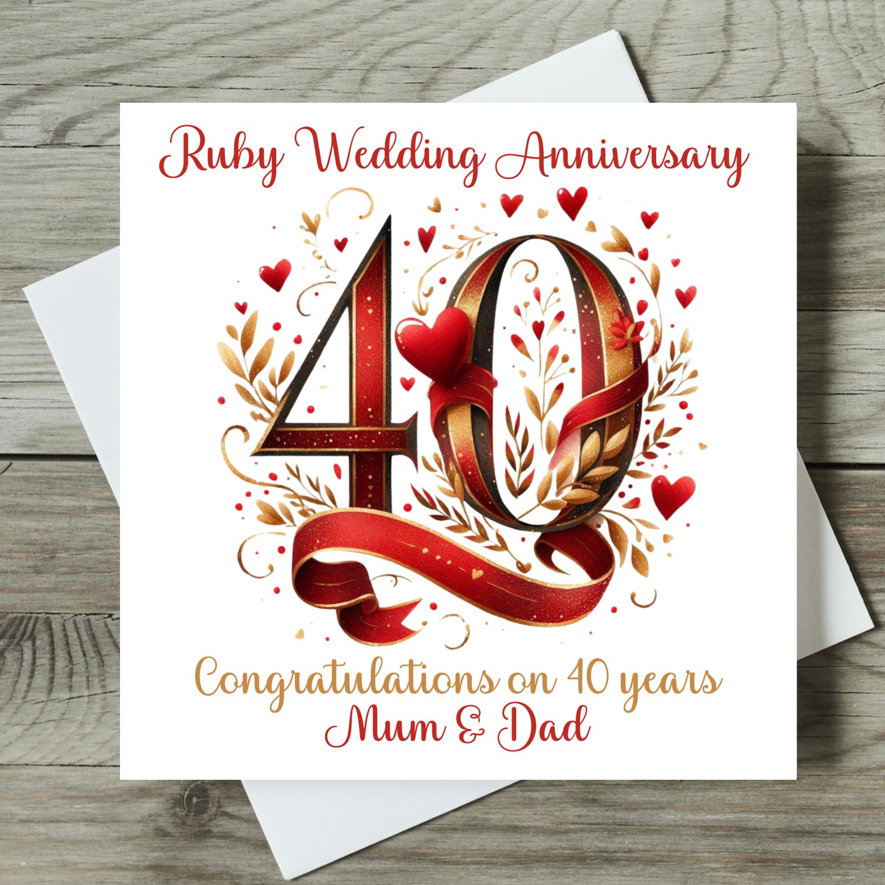 Personalised Ruby 40th Wedding Anniversary Card - Etsy