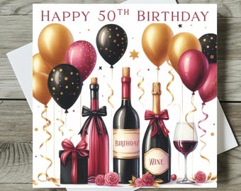 Wine Birthday Card Any Age 40th 50th 60th 70th Birthday