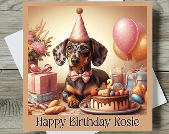Dachshund Birthday Card Personalised Sausage Dog Card Dog Mum / Friend Any Name