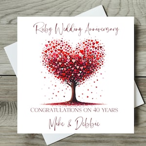 Personalised Ruby 40th Wedding Anniversary Card - Etsy UK