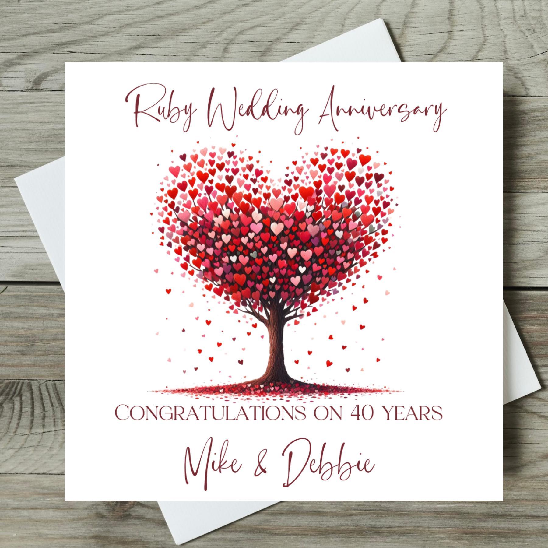 Personalised Ruby 40th Wedding Anniversary Card - Etsy UK