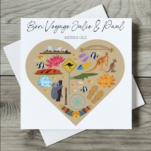 Personalised Moving To Australia Card, Bon Voyage, New Adventures, Emigrating