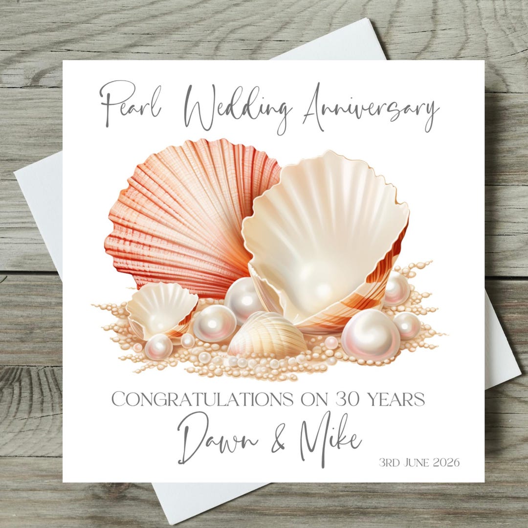 Pearl 30th Wedding Anniversary Card Personalised Any Names - Etsy