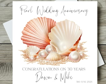 Pearl 30th Wedding Anniversary Card Personalised Any Names