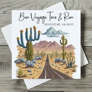 Personalised Cactus Design Traveling Card ideal for  Holidays, Bon Voyage, New Adventures, Emigrating, Travelling, Moving Abroad gap year