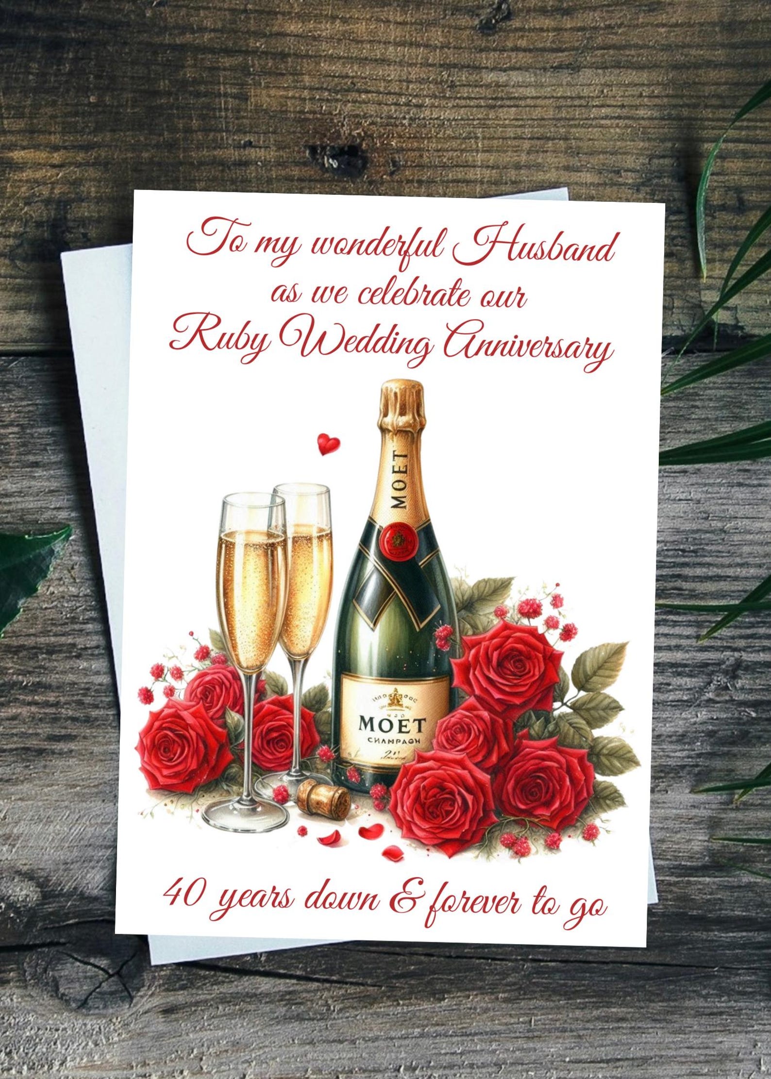 Wife Ruby Anniversary Card or Husband Ruby Anniversary Personalised ...