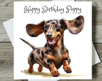 Dachshund Birthday Card Personalised Sausage Dog Card Dog Mum / Friend Any Name