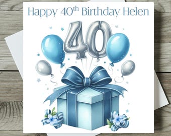 Personalised 40th Birthday Card For Him or Her 40th Birthday Card