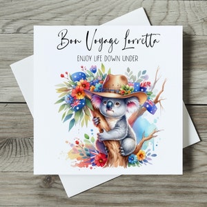 Personalised Moving To Australia Card, Bon Voyage, New Adventures, Emigrating