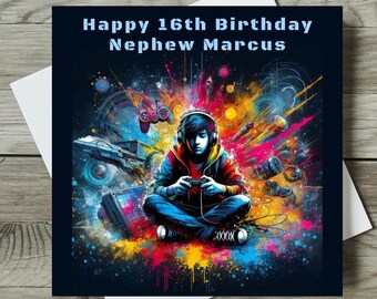 Created By Mrs Windsor Personalised Gaming Birthday Card – Large A5, Xbox Controller Design, For Teenager/Son/Grandson