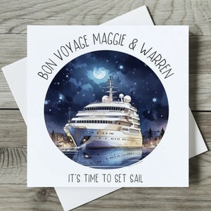 Personalised Cruise Ship Card, Bon Voyage, New Adventures, Emigrating, Travelling