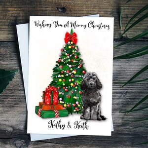 Cockapoo Christmas Card Personalised Large A5 Option Black, Honey, Champagne or Brown Cockapoo Dog