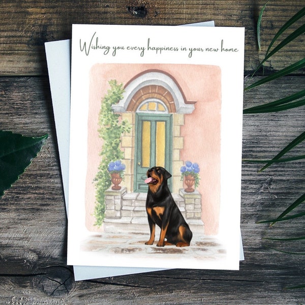 New Home Card, Rottweiler Handmade Card, Rottie Dog
