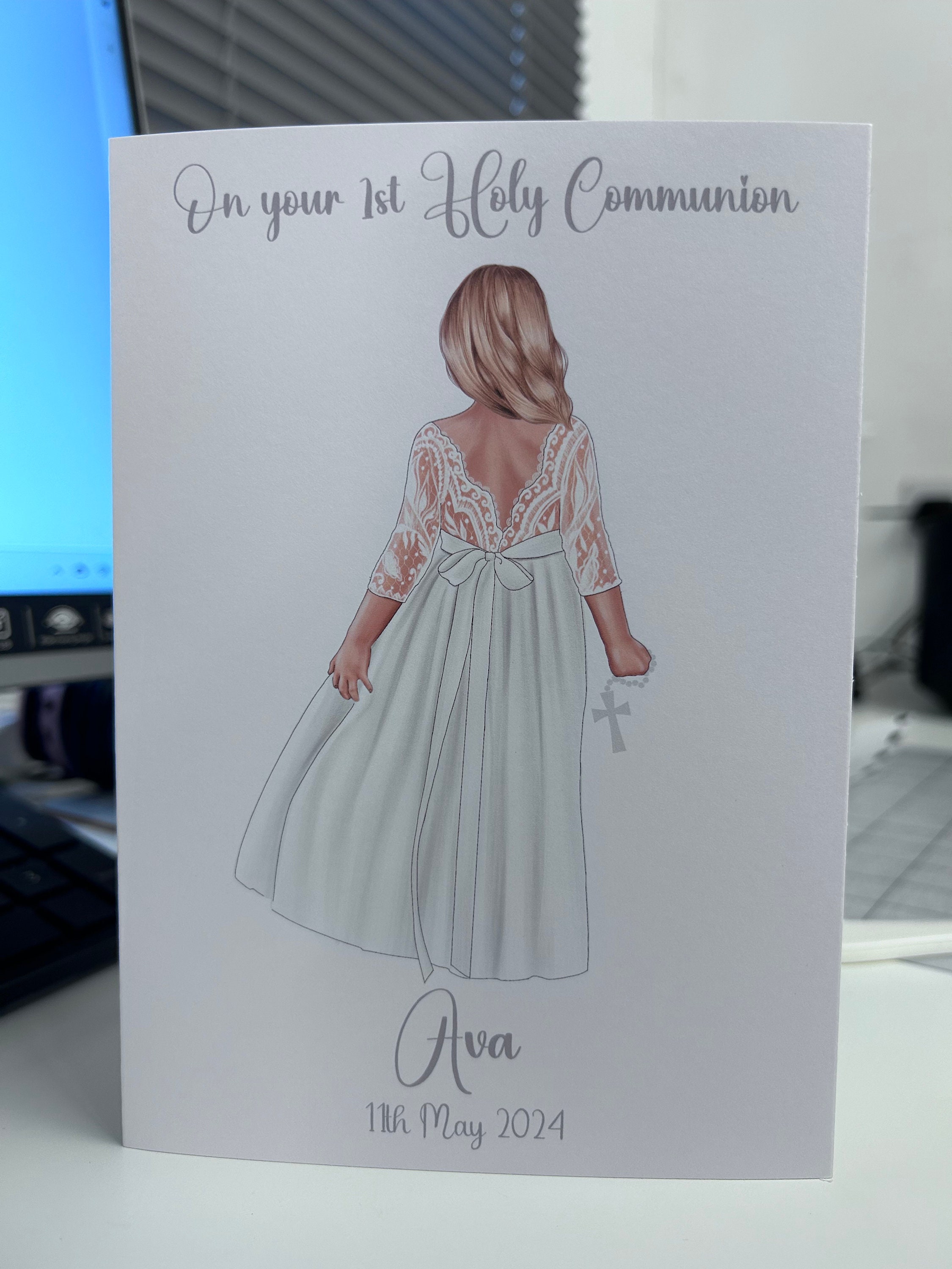 First Holy Communion Card Personalised for Girls Granddaughter Daughter ...