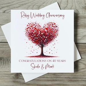 Personalised Ruby 40th Wedding Anniversary Card