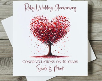 Personalised Ruby 40th Wedding Anniversary Card