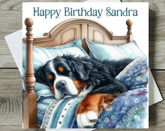Bernese Mountain Dog Birthday Card Personalised Dog Card For Dog Mum / Dad Friend From The Dog