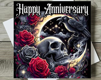 Gothic Anniversary Card Goth Wedding Anniversary Card