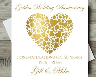 Personalised Golden 50th Wedding Anniversary Card
