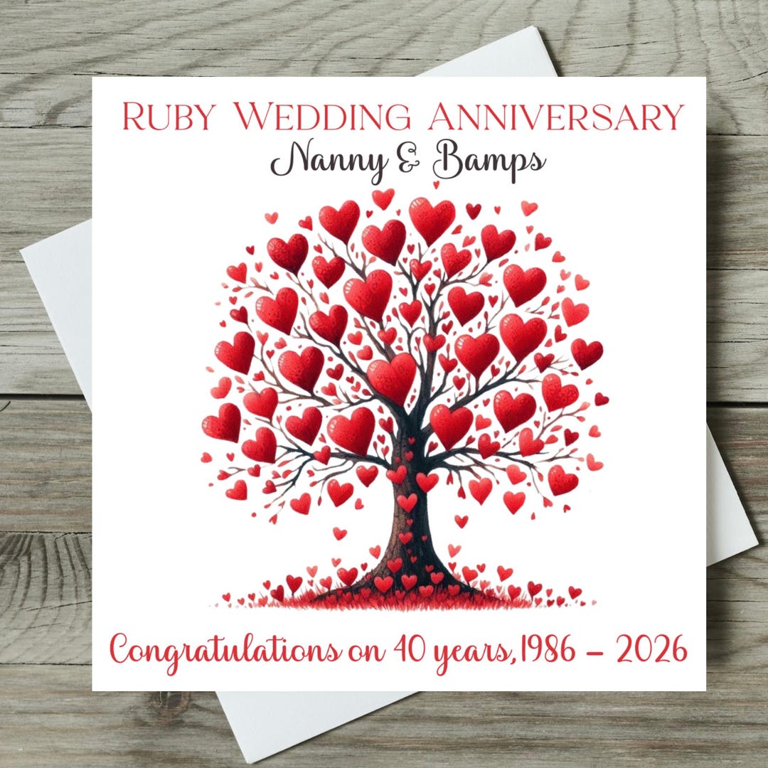 Ruby Anniversary Card Personalised 40th Wedding Anniversary Card - Etsy