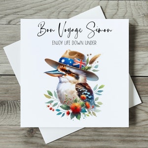 Personalised Moving To Australia Card, Bon Voyage, New Adventures, Emigrating