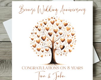 8th Wedding Anniversary Card - Bronze Anniversary - Iconic