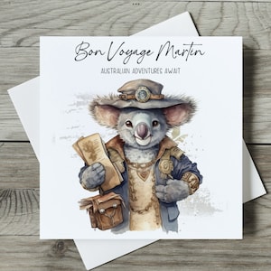 Personalised Moving To Australia Card, Bon Voyage, New Adventures, Emigrating