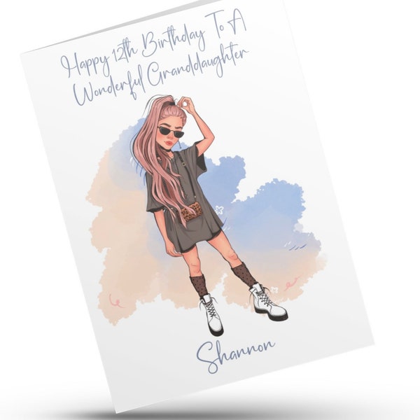 Personalised 10th 11th 12th 13th Birthday Card Daughter Goddaughter Grandaughter