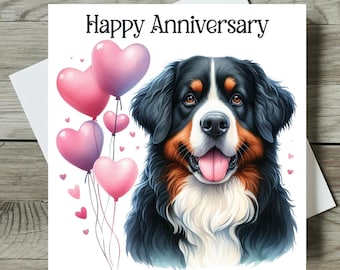 Bernese Mountain Dog Anniversary Card Dog Wedding Anniversary Card