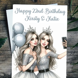 Twins Birthday Card Any Age Personalised Twin Girls Granddaughters Daughters Sisters