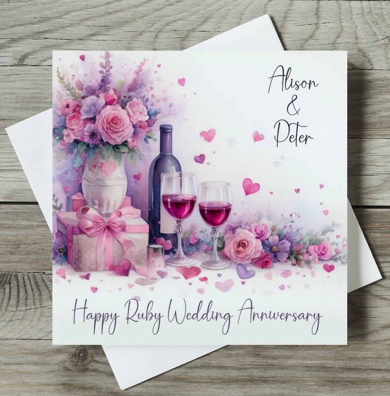 Personalised Ruby 40th Wedding Anniversary Card - Etsy
