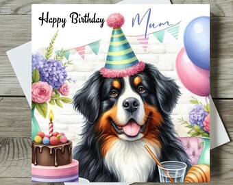 Bernese Mountain Dog Birthday Card Personalised Dog Card For Dog Mum / Dad Friend From The Dog