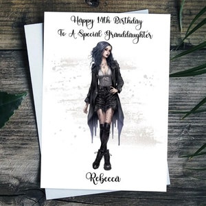 Personalised 14th 15th 16th 17th 18th 19th 20th 21st Birthday Card Goth Daughter Goddaughter Grandaughter