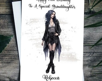 Personalised 14th 15th 16th 17th 18th 19th 20th 21st Birthday Card Goth Daughter Goddaughter Grandaughter