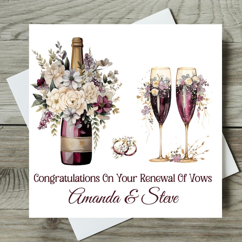 Wedding Vow Renewal Card Personalised ‘As You Renew Your Vows’ image 1