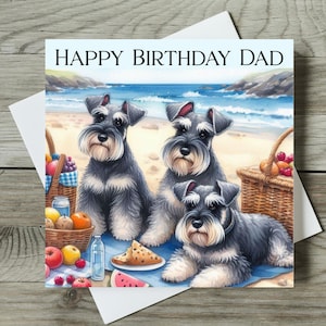 Birthday Card Schnauzer Dog, Personalised Greetings Card For Him or Her