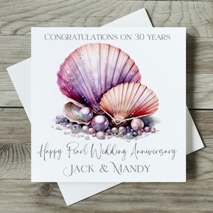 Greeting Card Personalised Pearl 30th Wedding Anniversary Card