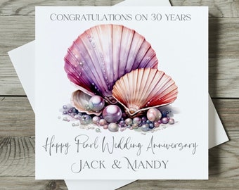 Greeting Card Personalised Pearl 30th Wedding Anniversary Card