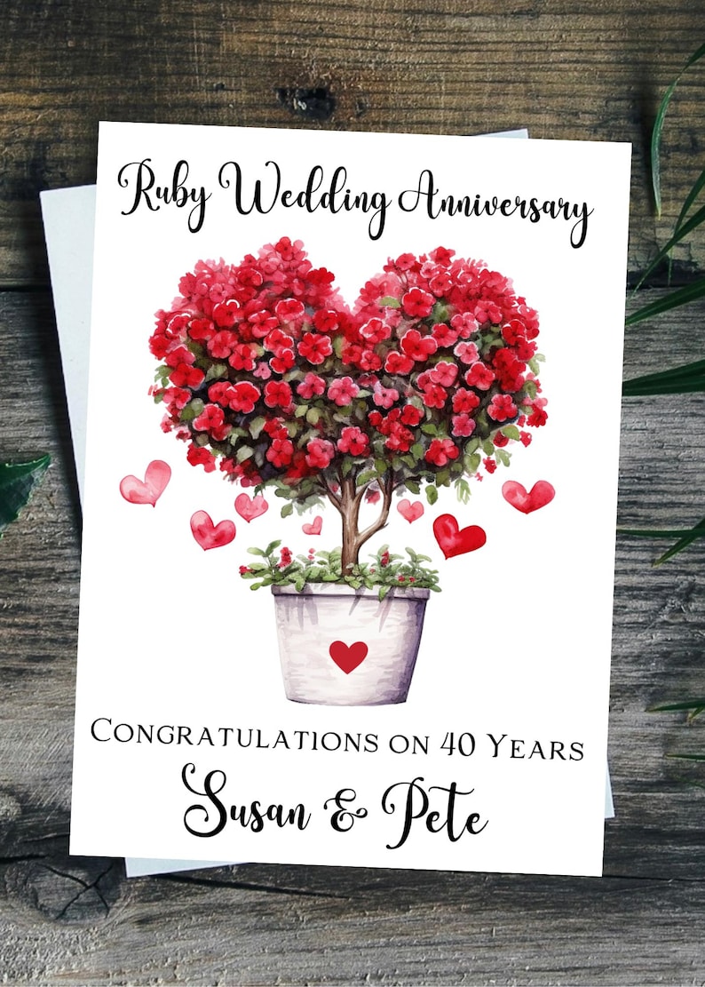 Personalised Ruby 40th Wedding Anniversary Card - Etsy