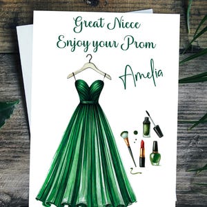 makeup for prom green dress looks Prom Granddaughter Card - Etsy