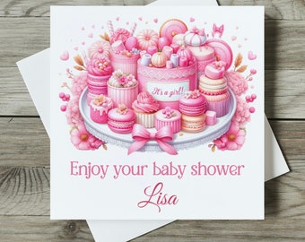 Greeting Card Baby Shower Personalised New Baby Girl