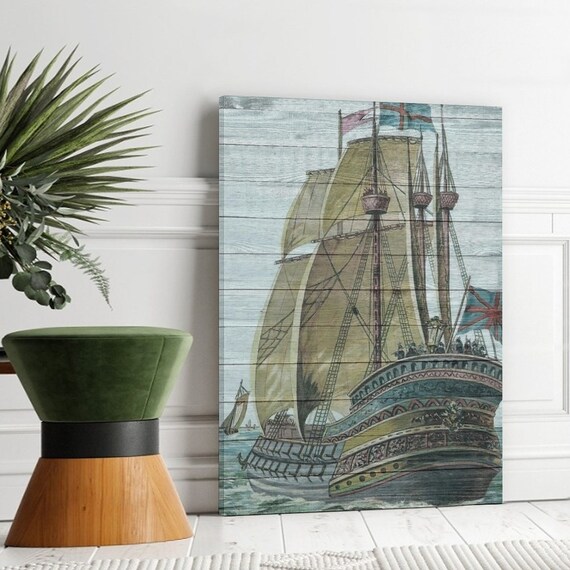 Sailing Ship Vintage Modern Home Order Products Wall Etsy