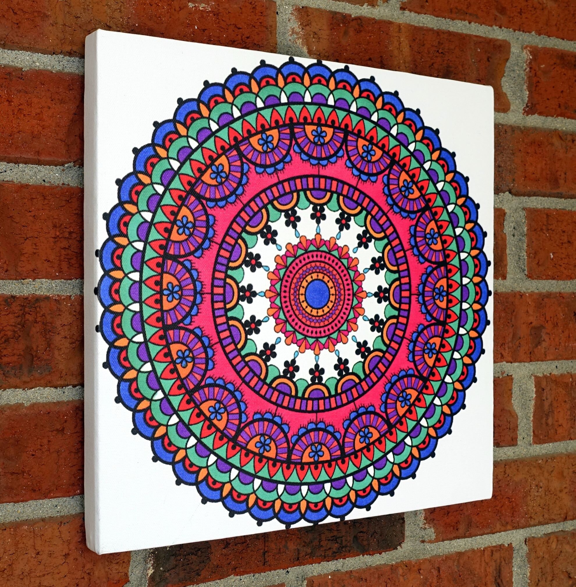 Authentic Indian Bohemian Handmade Round Floral Mandala Wall Art on ...