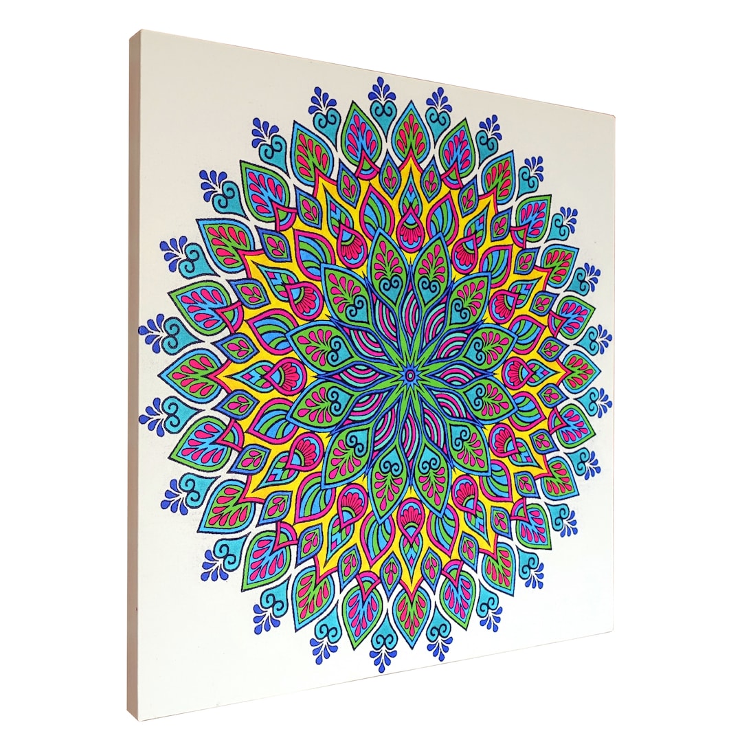 Handmade Floral Mandala Canvas Print, Bohemian Wall Art - Etsy