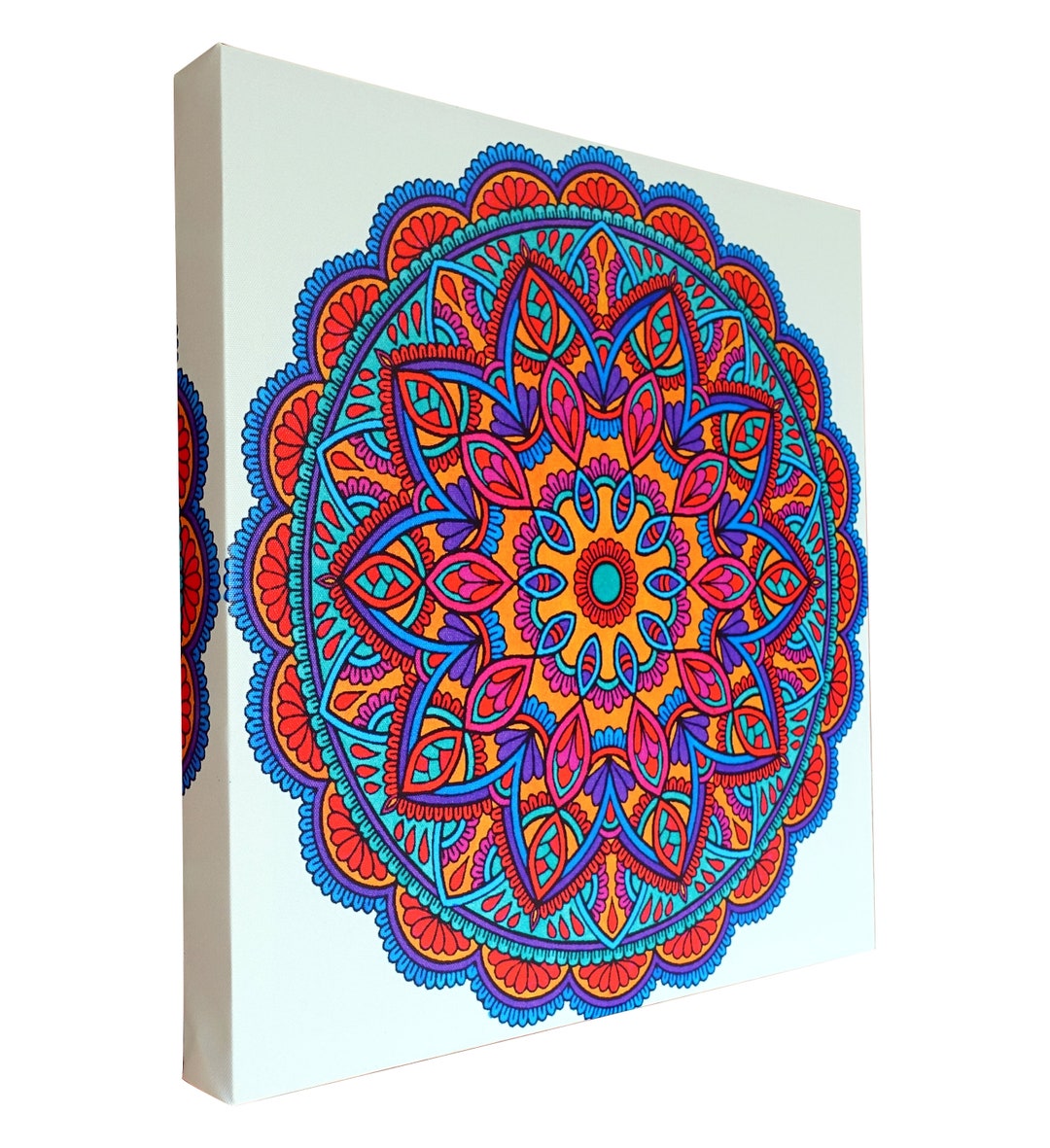 Handmade Indian Mandala Canvas Art, Bohemian Floral Wall Decor - Etsy