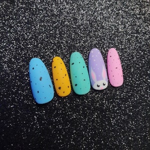 Easter Egg Surprise Pastel Colourful Luxury Handmade Press On Nail Set 10 pcs nail set Easter Egg Easter Bunny Cute Colorful Nails image 3