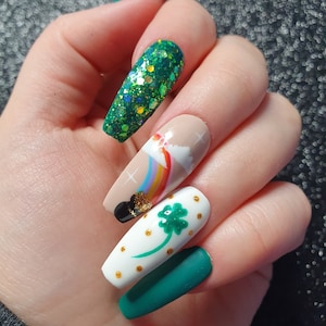 Pot O' Gold - Luxury Handmade Press On Nail Set - St. Patrick's Day